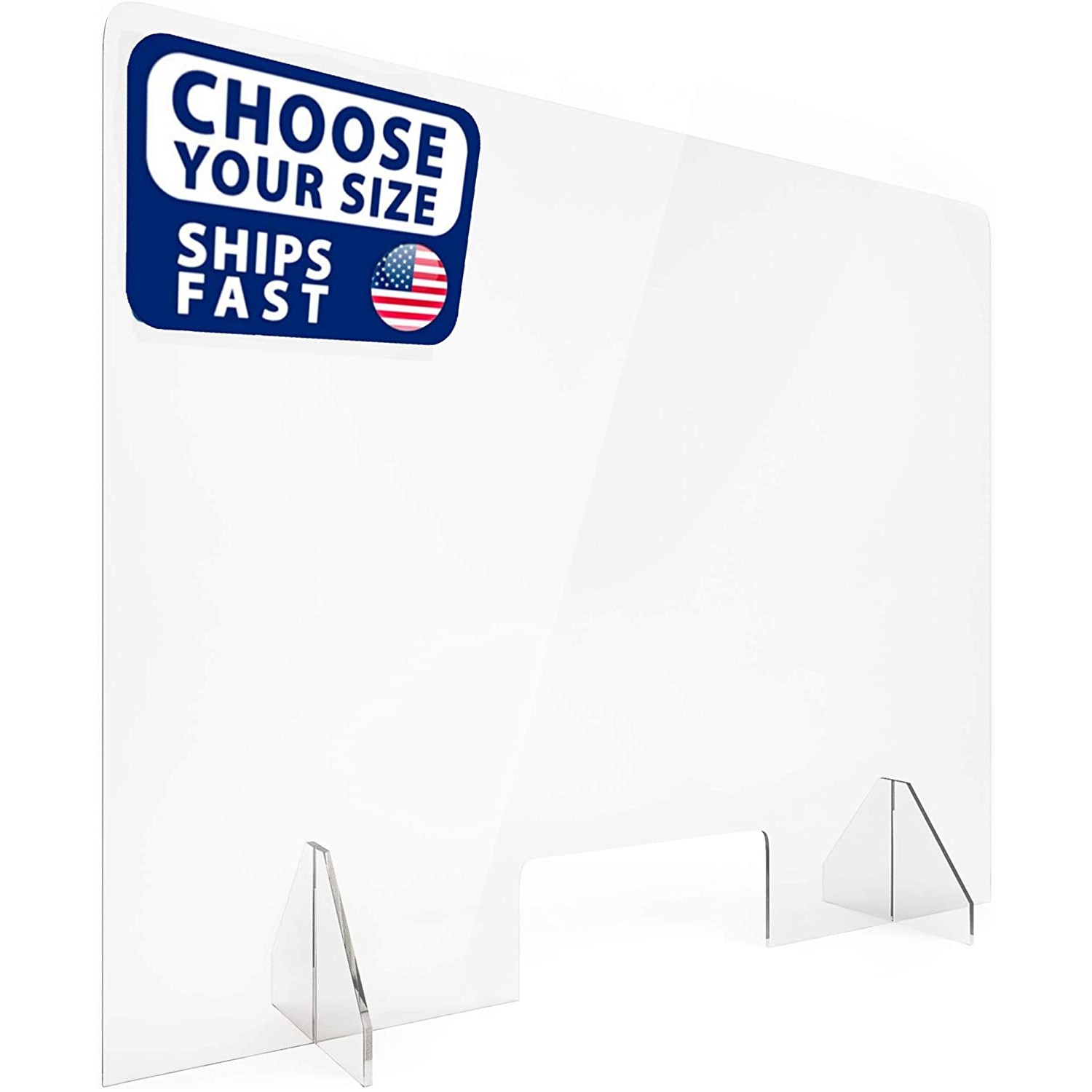 36 x 22 NapTags Clear Acrylic Sneeze Guard Shield for Counter and Desk Business and Customer Safety 